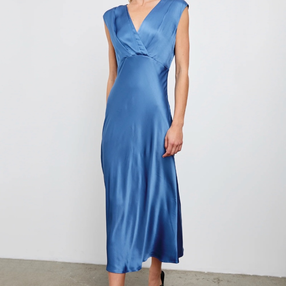 Rails Blue Satin Midi Dress